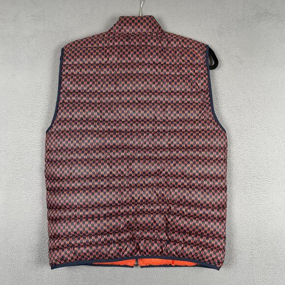 Michael Kors Vest Mens Medium Orange Navy Reversible Puffer Quilted MK Logo - Picture 3 of 16